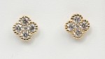 14K YELLOW GOLD DIAMOND CLOVER EARRINGS