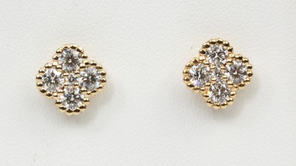 14K YELLOW GOLD DIAMOND CLOVER EARRINGS
