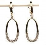 14K YELLOW GOLD DIAMOND OVAL DROP EARRINGS