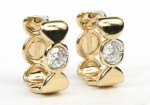 14K YELLOW GOLD DIAMOND SQUARE HOOP EARRINGS
