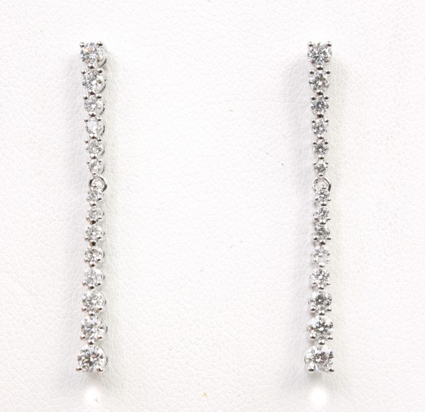 14K WHITE GOLD DIAMOND DROP DANGLE EARRINGS