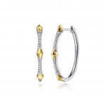 14K YELLOW AND WHITE GOLD .22CTW DIAMOND HOOP EARRINGS WITH KITE DESIGN