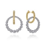 14K WHITE AND YELLOW GOLD CIRCLE BUJUKAN HUGGIE EARRINGS