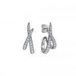 14K WHITE GOLD GRADUATED DIAMOND SPIKE J HOOP EARRINGS