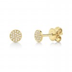 14K YELLOW GOLD DIAMOND PAVE CIRCLE STUD EARRINGS