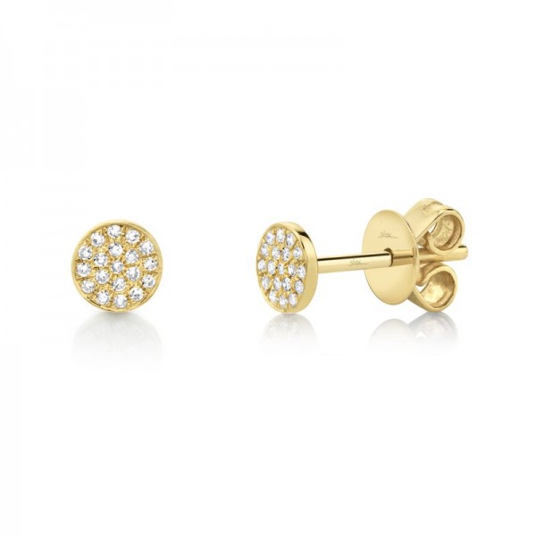 14K YELLOW GOLD DIAMOND PAVE CIRCLE STUD EARRINGS