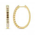 14K YELLOW GOLD EMBERLIGHT BROWN DIAMOND HOOP EARRING