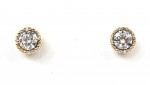 14K YELLOW GOLD DIAMOND STUD EARRINGS WITH BEADED EDGE
