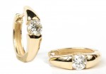 14K YELLOW GOLD DIAMOND LOOP EARRINGS