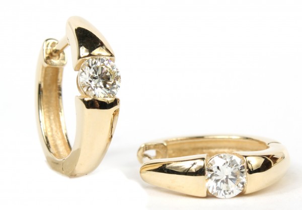 14K YELLOW GOLD DIAMOND LOOP EARRINGS