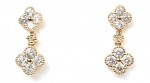 14K YELLOW GOLD DIAMOND DOUBLE CLOVER DANGLE EARRINGS