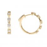 14K YELLOW GOLD DIAMOND HOOP EARRINGS