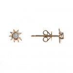 14K YELLOW GOLD DIAMOND STARBURST STUD EARRINGS