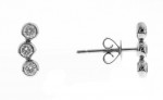 14K WHITE GOLD TRIPLE DIAMOND STUD EARRINGS