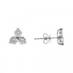 14K WHITE GOLD TRIPLE DIAMOND STUD EARRINGS