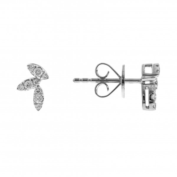 14K WHITE GOLD DIAMOND LEAF DESIGN STUD EARRINGS