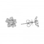 14K WHITE GOLD DIAMOND FLORAL EARRINGS