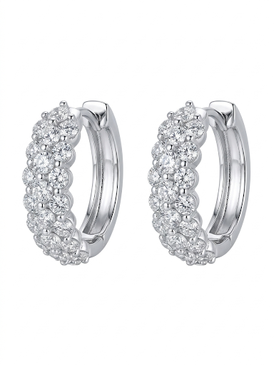 14K WHITE GOLD DIAMOND HOOP EARRINGS