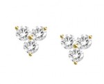 14K YELLOW GOLD DIAMOND 3 STONE EARRINGS