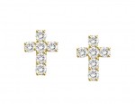 14K YELLOW GOLD DIAMOND CROSS EARRINGS
