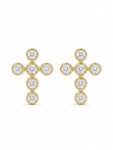 14K YELLOW GOLD DIAMOND CROSS EARRINGS