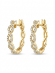 14K YELLOW GOLD DIAMOND TWIST HOOP EARRINGS