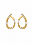 14K YELLOW GOLD DIAMOND HOOP EARRINGS