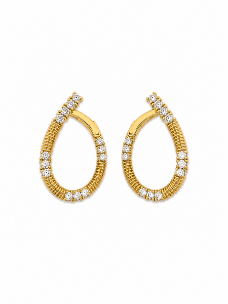 14K YELLOW GOLD DIAMOND HOOP EARRINGS