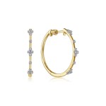 14K YELLOW GOLD DIAMOND CLASSIC HOOP EARRINGS