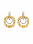 14K TWO TONE DIAMOND DOOR KNOCKER EARRINGS
