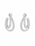 14K WHITE GOLD DIAMOND DOUBLE J LOOP EARRINGS