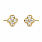 14K YELLOW GOLD DIAMOND CLOVER STUD EARRINGS