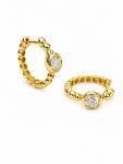 14K YELLOW GOLD DIAMOND HOOP EARRINGS