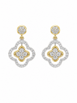 14K TWO TONE DIAMOND CLOVER DANGLE EARRINGS