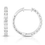 14K WHITE GOLD DIAMOND INSIDE OUT HOOP EARRINGS