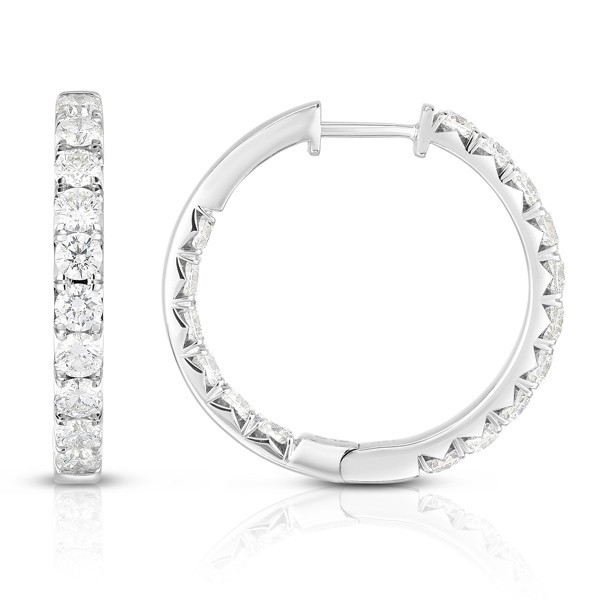 14K WHITE GOLD DIAMOND INSIDE OUT HOOP EARRINGS