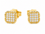 14K YELLOW GOLD PAVE DIAMOND EARRINGS