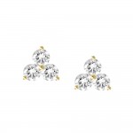 18K YELLOW GOLD TRIPLE DIAMOND STUD EARRINGS