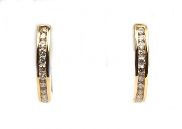 14K YELLOW GOLD  .15CTW DIAMOND HOOP EARRINGS
