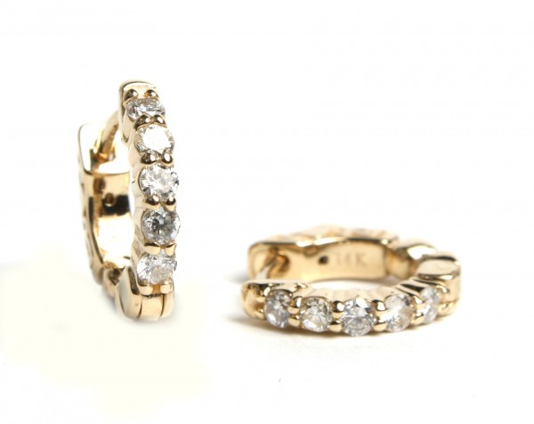 14K YELLOW GOLD .50CTW DIAMOND HUGGIE LOOP EARRINGS