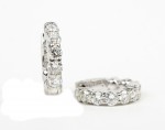 14K WHITE GOLD 1.01CTW HINGED LOCKING BACK HOOP EARRINGS