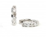 14K WHITE GOLD .50CTW HUGGIE HINGED LOCKING BACK HOOP EARRINGS