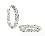 14K WHITE GOLD INSIDE OUT ROUND DIAMOND HOOP EARRINGS