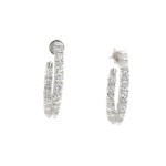 14K WHITE GOLD DIAMOND INSIDE OUT POST EARRINGS