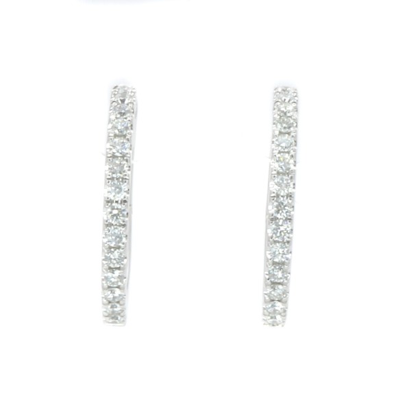 14K WHITE GOLD DIAMOND HOOP EARRINGS