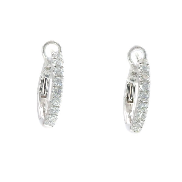 18K WHITE GOLD DIAMOND HOOP EARRINGS