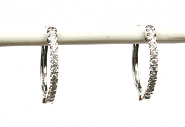 14K WHITE GOLD DIAMOND HOOP EARRINGS