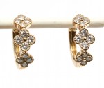 14K YELLOW GOLD DIAMOND CLOVER  HOOP EARRINGS