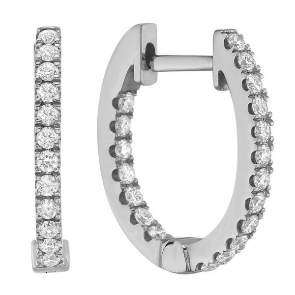 18K WHITE GOLD DIAMOND INSIDE/OUT LOOP EARRINGS