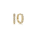 14K YELLOW GOLD DIAMOND BEZEL SET HUGGIE EARRINGS